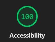 Ένας πράσινος κύκλος με τον αριθμό 100 μέσα σε αυτόν, πάνω από τη λέξη Accessibility σε μαύρο φόντο, υποδεικνύει ένα τέλειο σκορ προσβασιμότητας.